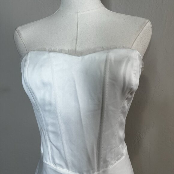 Lulus Wedding Dress Gown Eternal Gratitude White Strapless Maxi Sheer Back Large - Picture 2 of 13
